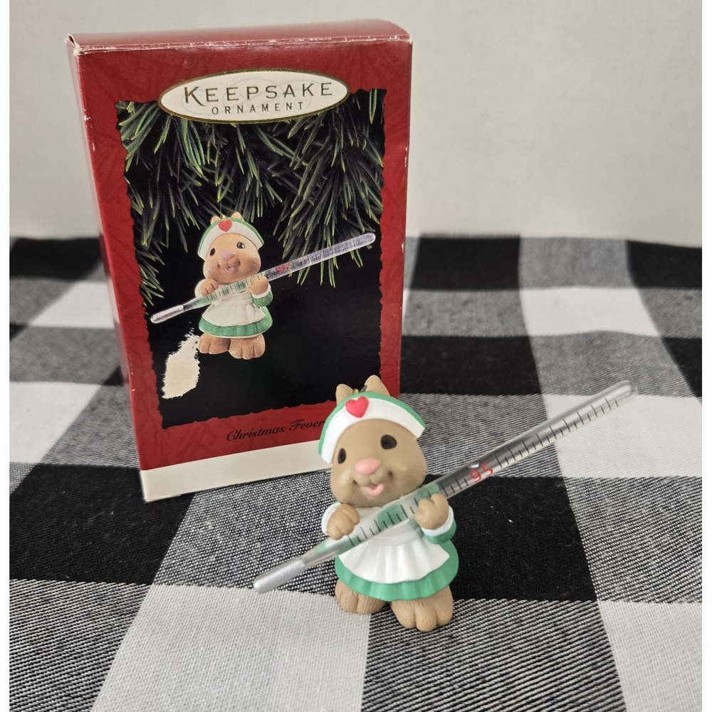 Hallmark Keepsake " Christmas Fever" Ornament 1995 Nurse Bunny Rabbit